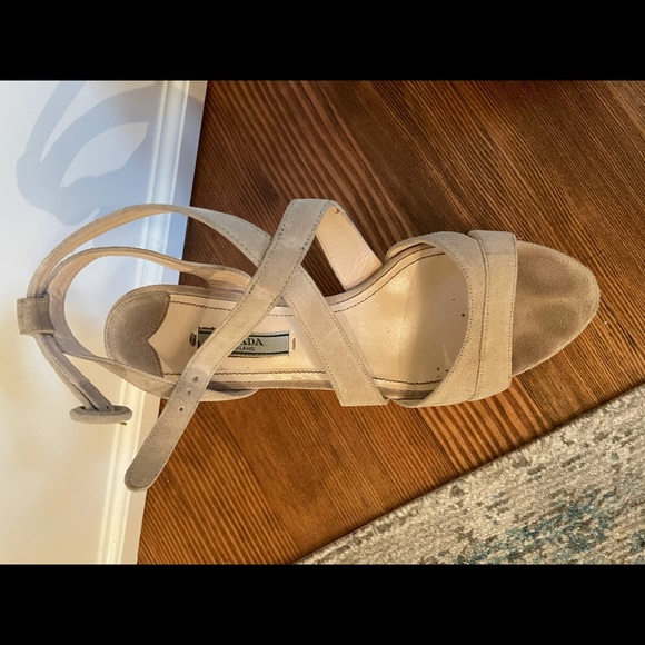 Prada Nude Suede Platform Wedges in Box - Picture 5 of 7